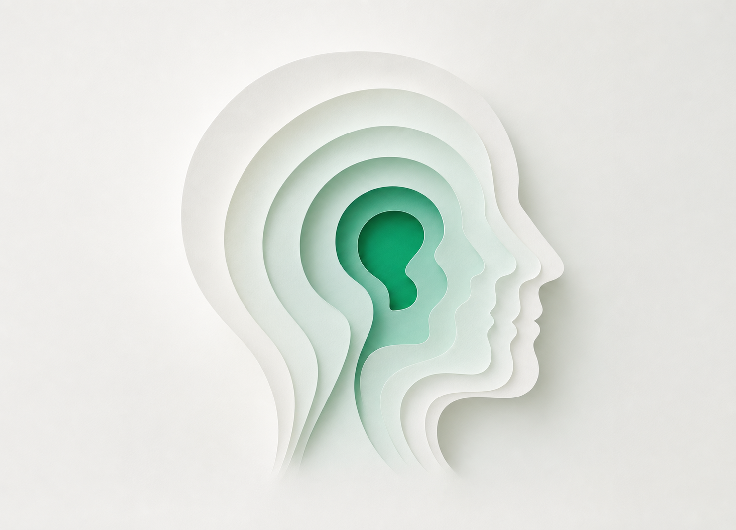 Layered paper profiles representing information becoming memory
